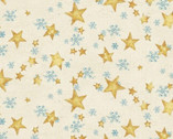 Snovalley - Stars Snowflakes Butter from Clothworks Fabric