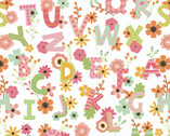 Fantastic FLANNEL - Spring Alphabet Floral White from David Textiles Fabrics