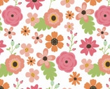 Fantastic FLANNEL - Spring Flowers White from David Textiles Fabrics