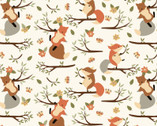 Fantastic FLANNEL - Climbing Foxes Cream from David Textiles Fabrics