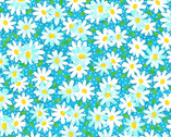 Daisy Delight Aqua Turquoise from Fabric Traditions Fabric
