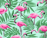 Novelty Prints - Flamingo Birds Aqua from Fabric Traditions Fabric