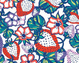 Berry Blossom - Strawberry Field White from Dandelion Fabric and Co.