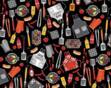 Chillin and Grillin - Grill Items Black from Benartex Fabrics