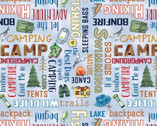Live Love Camp - Words Blue from Benartex Fabrics