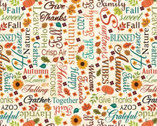 Gather Together - Autumn Words Cream from Benartex Fabrics