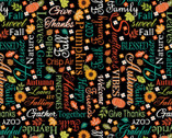 Gather Together - Autumn Words Black from Benartex Fabrics