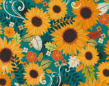 Gather Together - Harvest Sunshine Teal from Benartex Fabrics