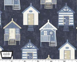 Bon Voyage - Sea Huts Navy from Michael Miller Fabrics
