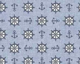 Bon Voyage - Anchors and Steering Wheels Blue from Michael Miller Fabrics