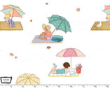 Sunshine and Sandcastles - Beach Umbrellas White from Michael Miller Fabrics
