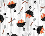 Chill and Grill - Fire Up White from Michael Miller Fabrics