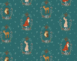 Midnight Forest - Animal Vignettes Teal from Michael Miller Fabrics