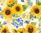 Summer Sunflowers - Sunflower Blooms Sun Pale Yellow from Michael Miller Fabrics