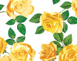 Flowers of Friendship - Floral Roses Garden Yellow from Benartex Fabrics