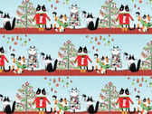 Meowy Christmas - Meowy Christmas Stripe from Benartex Fabrics