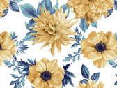 Alabaster Wings - Golden Floral White by Pattern Weave from Blank Quilting Corporation Fabrics