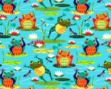 Pond Life - Scenic Frogs Turquoise from Blank Quilting Corporation Fabrics