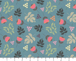 George Gertrude Mallory Maude - Flower Leaves Blue from Dandelion Fabric and Co.