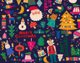 Modern Holiday - Christmas Objects Navy Blue from Paintbrush Studio Fabrics