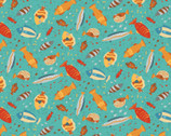 Surf’s Up - Fish Teal from Henry Glass Fabric