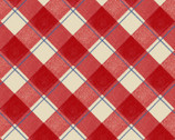 The Chicken Club - Diagonal Plaid Red Cream from Studio E Fabrics
