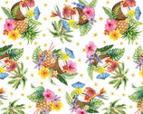 Paradise Awaits - Tropical Punch White by Nicole Decamp from Benartex Fabrics