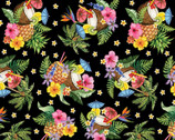 Paradise Awaits - Tropical Punch Black by Nicole Decamp from Benartex Fabrics