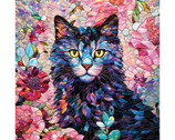 Gigi In The Garden - PANEL 36 Inch Stained Glass Cat from Camelot Fabrics