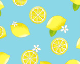 Fresh Fruits - Lemons Blue from Cosmo Fabric