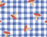 Garden Explorer - Toadstool Gingham Indigo Blue by Wee Bluebell from Lewis and Irene Fabric