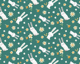 Into The Woods - Meadow Bunny Teal from Benartex Fabrics