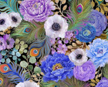 Flourish - Peacock Feathers Florals Multi from Timeless Treasures Fabric