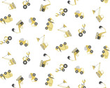 Dig It - Heavy Metal Construction Vehicles White from Dear Stella Fabric