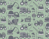 Dig It - Excavator Pine Green from Dear Stella Fabric