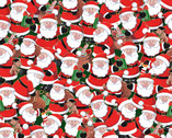 Santas Christmas - Santa Crowd Red from Makower UK  Fabric