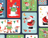 Santas Christmas - Santa Blocks from Makower UK  Fabric