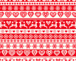 Scandi - Stripe Motifs Red from Makower UK  Fabric