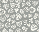 Scandi - Hearts Silver Grey from Makower UK  Fabric