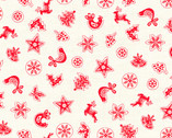 Scandi - Motifs Scatter Red from Makower UK  Fabric