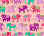 Jaipur - Elephants Pink from Makower UK  Fabric