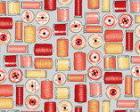 Sewing Room - Cotton Reals Thread Lt Grey from Makower UK  Fabric