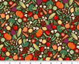 Fun On The Farm - Market Vegetables Brown from Makower UK  Fabric