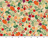 Fun On The Farm - Market Vegetables Cream from Makower UK  Fabric