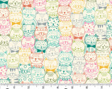 Whiskers - Cat Faces Cream from Makower UK  Fabric