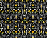 Bee Happy - Bees In Bloom Black from Andover Fabrics