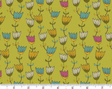 Winged Garden - Tender Twigwork Floral Rustic Radiance Mustard Green from Andover Fabrics