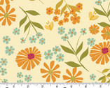 Winged Garden - Garden Flowers Honeydew Pale Yellow from Andover Fabrics