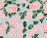 Dark Pink Floral Toss on Grey from 3 Wishes Fabric