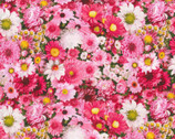 Follow a Rainbow - Pink Packed Flowers from Fabric Traditions Fabric